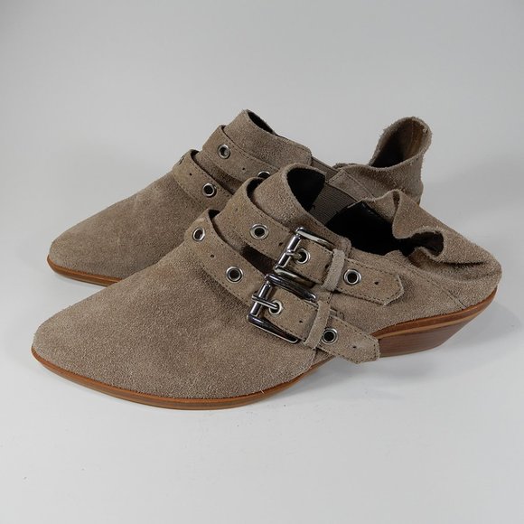 REBECCA MINKOFF Sand Austen Buckles Ankle BOOTIES Shoes 8.5 Beige Suede NEW $164 - Picture 7 of 12